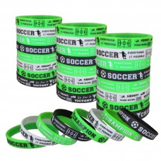 BignzwUra 24 PCS Soccer Motivational Silicone Wristband Bracelet -Soccer Party Favors and Supplies - Sports Prizes for Boys/Girls/Gifts